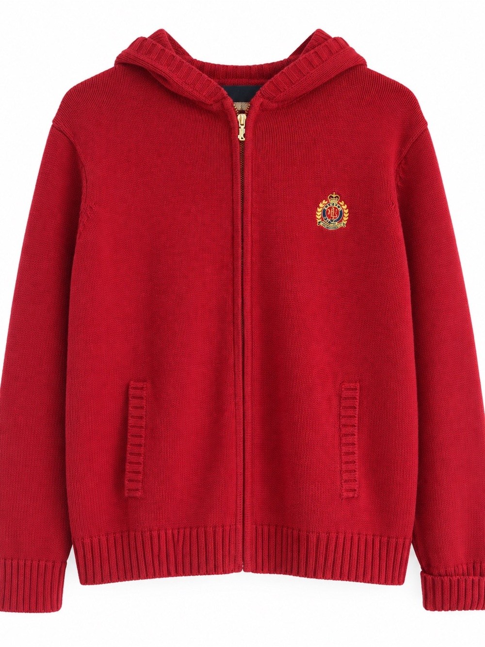 Lauren Ralph Lauren Red Zip-Up Hooded Sweater